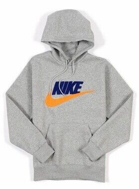 Nike Men's Club Fleece Pullover Hoodie Size Medium Heather Gray Chenille Swoosh